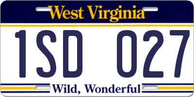 WV license plate 1SD027