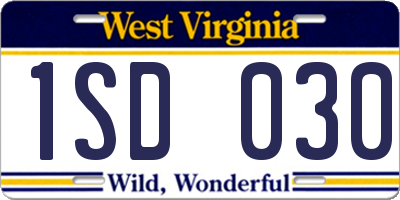 WV license plate 1SD030