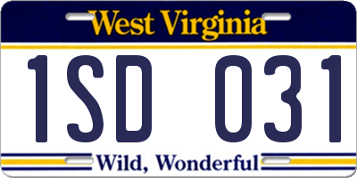 WV license plate 1SD031