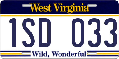 WV license plate 1SD033