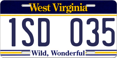 WV license plate 1SD035