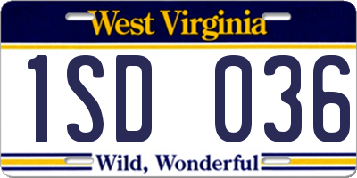WV license plate 1SD036