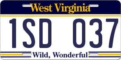 WV license plate 1SD037