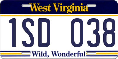 WV license plate 1SD038