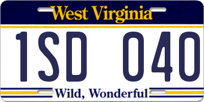 WV license plate 1SD040