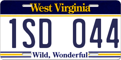 WV license plate 1SD044