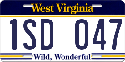 WV license plate 1SD047