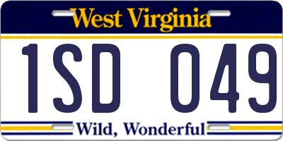 WV license plate 1SD049
