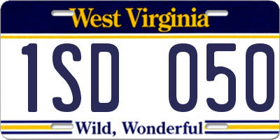 WV license plate 1SD050