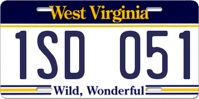WV license plate 1SD051