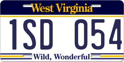 WV license plate 1SD054