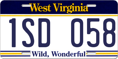 WV license plate 1SD058
