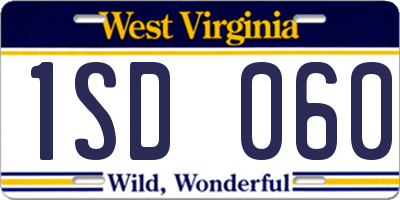 WV license plate 1SD060