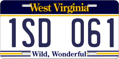 WV license plate 1SD061