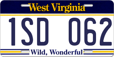 WV license plate 1SD062