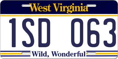 WV license plate 1SD063