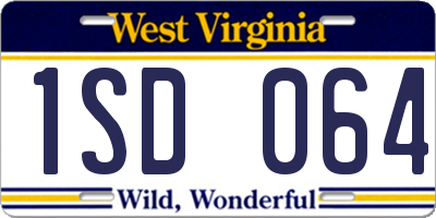 WV license plate 1SD064