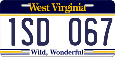 WV license plate 1SD067