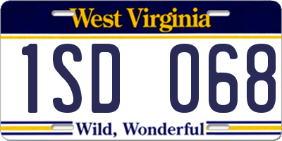 WV license plate 1SD068