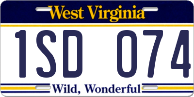 WV license plate 1SD074