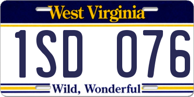 WV license plate 1SD076