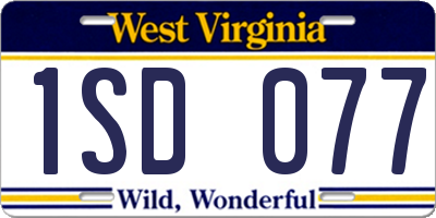 WV license plate 1SD077