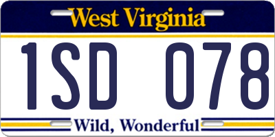 WV license plate 1SD078