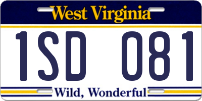 WV license plate 1SD081