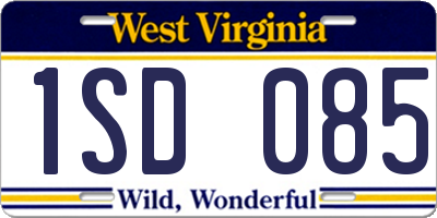 WV license plate 1SD085