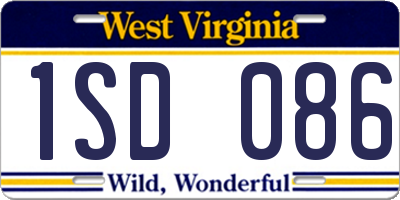 WV license plate 1SD086
