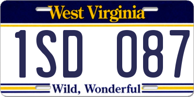 WV license plate 1SD087