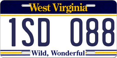 WV license plate 1SD088