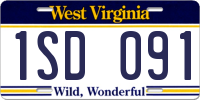 WV license plate 1SD091
