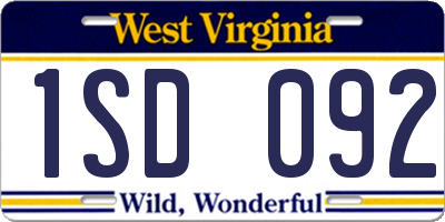 WV license plate 1SD092