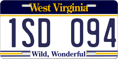 WV license plate 1SD094
