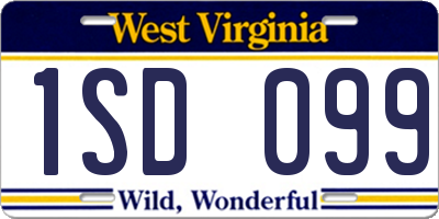 WV license plate 1SD099