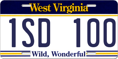 WV license plate 1SD100