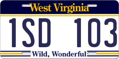 WV license plate 1SD103