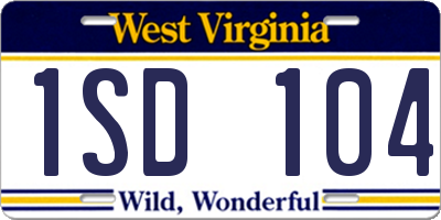 WV license plate 1SD104