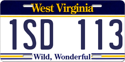 WV license plate 1SD113