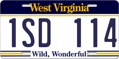 WV license plate 1SD114