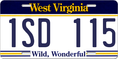 WV license plate 1SD115