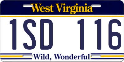 WV license plate 1SD116