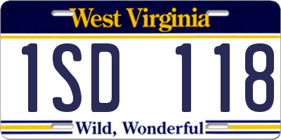 WV license plate 1SD118