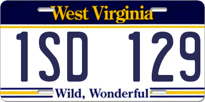WV license plate 1SD129