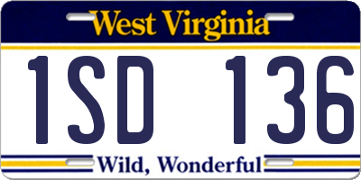 WV license plate 1SD136