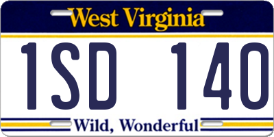 WV license plate 1SD140