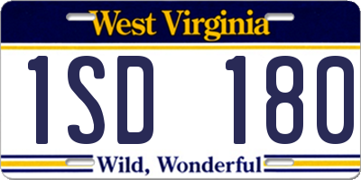 WV license plate 1SD180