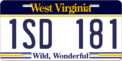 WV license plate 1SD181