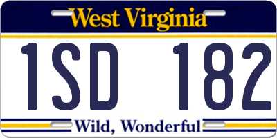 WV license plate 1SD182